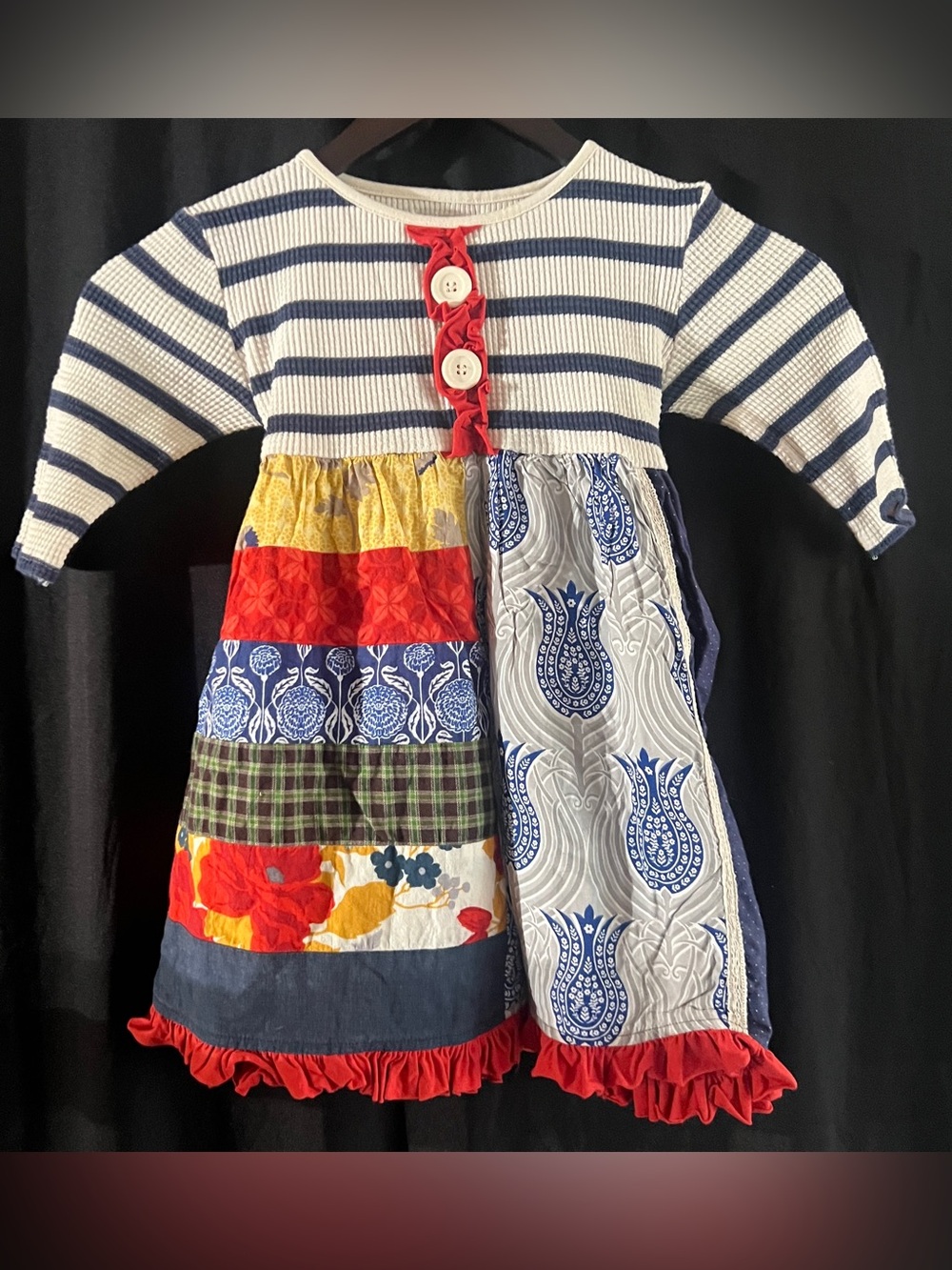 Girls PERSNICKETY boutique patchwork dress cotton USA size 5y